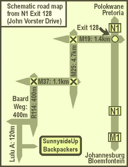 [Map: Directions from N1 exit No. 128]